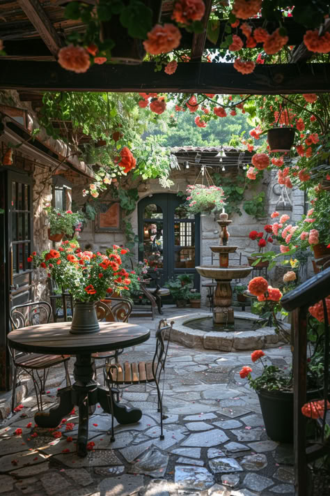 vintage patio, vintage backyard, vintage garden, patio ideas, back patio, Mexican Garden Decor, Antique Patio Decor, Hacienda Style Backyard, Eclectic Yard, Summer Garden Aesthetic, Mexican Patios, Italy Inspired Backyard, Whimsical Patio, Italian Gardens