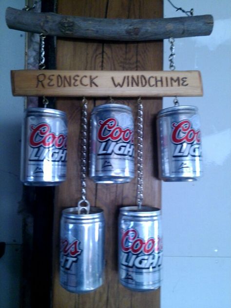 Beer Can Wind Chimes Diy, Beer Can Crafts Diy, Hillbilly Party, Beer Can Art, Windchimes Diy, Alcohol Bottle Crafts, Carillons Diy, Wind Chimes Homemade, Liquor Bottle Crafts