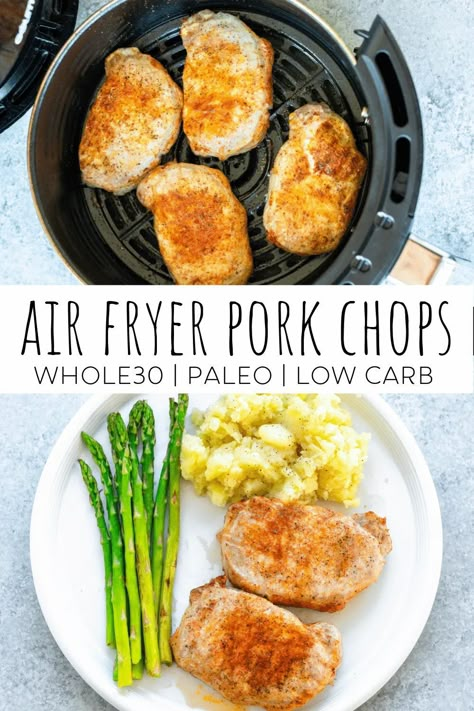 Paleo Pork Chop Recipes, Paleo Pork Chops, Air Fry Pork Chops, Healthy Pork Chops, Dinner Paleo, Air Fryer Pork, Paleo Pork, Healthy Pork, Air Fryer Pork Chops