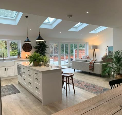 Kitchen Diner Extension, Open Plan Kitchen Dining Living, Open Kitchen And Living Room, Open Plan Kitchen Diner, Open Plan Kitchen Dining, Open Plan Kitchen Living Room, Kitchen Lounge, House Extension Design, Open Plan Living Room