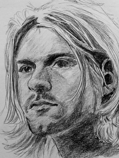 Kurt Cobain Drawing, Band Art, Kurt Cobain, Art Project, Creative Inspiration, Project Ideas, Art Projects, Male Sketch, Band