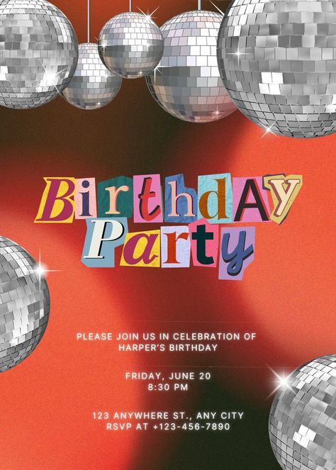 2000s Party Invitation Template, Y2k Party Invitation, Party Invitation Aesthetic, Invitation Aesthetic, Party Graphic, Film Effect, Retro Collage, Y2k Party, Text Generator