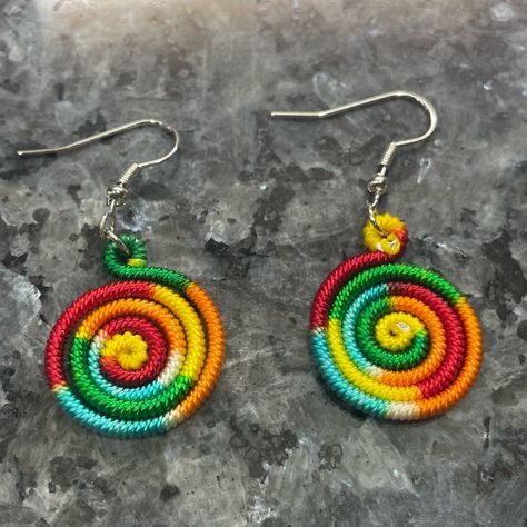 Beautiful Rainbow Embroidered Circular Earrings. Choose 3 Jewelry Pieces (Or More) And Add Them To A Bundle And I Will Offer 3/$24, 4/$32, 5/$40, Or 6/$48! Add Clothing Pieces To Your Bundle And Save More, As Bundles Of 3 Are 15% Off!! Got A Question? Comment Below! I’m Open To Reasonable Offers. Free Gift Included With Every Bundle!!! Happy Poshing! Circular Earrings, Rope Projects, Fabric Earrings, Funky Earrings, Fiber Jewelry, Clothing Pieces, Beach Boho, Beading Projects, Embroidered Fabric