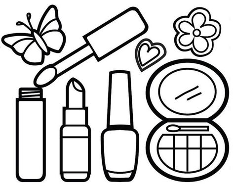 awesome makeup kit coloring page for your little princess Makeup Kit Drawing, Makeup Doodles, Make Up Drawing, Makeup Coloring Pages, Makeup Drawings, Makeup Printables, Drawing Makeup, Awesome Makeup, Makeup Drawing