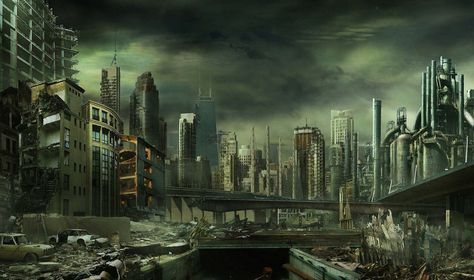 EXT. ABANDONED CITY LARGE #EpisodeInteractive #Episode Size 1920 X 1136 #EpisodeOurCrazyLoveLife Art Apocalypse, Chicago Wallpaper, Post Apocalyptic City, Broken City, Wallpaper City, Abandoned City, Post Apocalyptic Art, Apocalypse Art, City Background