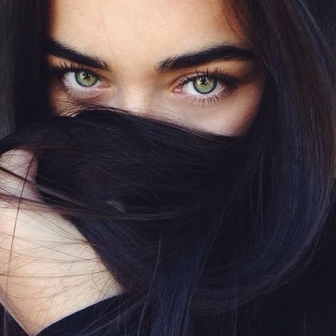 Long dark hair, jade/hazel green eyes Black Hair Green Eyes Girl, Black Hair Green Eyes, Hair Color For Fair Skin, Hair Green Eyes, Girl With Green Eyes, Eye Photography, Aesthetic Eyes, Hazel Eyes, Fair Skin