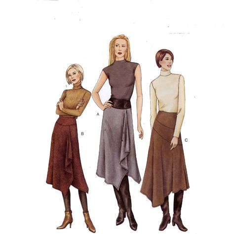 Uncut Alt Dresses, Modern Skirt, Vintage Vogue Patterns, Bias Cut Skirt, Vogue Sewing, Vogue Sewing Patterns, Vogue Pattern, Fashion Sketchbook, Womens Sewing Patterns