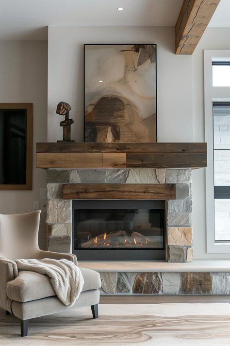 40 Modern Mantel Decor Ideas To Elevate Your Fireplace with Style Modern Mantel Decor, Modern Fireplace Decor, Fireplace Modern Design, Fireplace Accent Walls, Modern Mantel, Minimalist Fireplace, Fireplace Mantel Designs, Rustic Fireplace Mantels, Mantel Decor Ideas