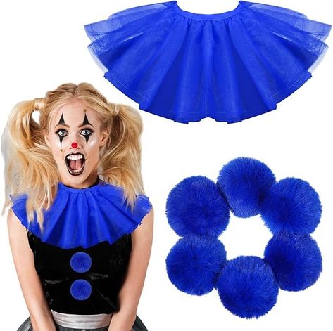 Amazon.com: Suhine 7 Pcs Women Clown Costume Accessories Include 1 Clown Collar Ruffle and 6 Pompom Ball for Halloween Party(Blue) : Clothing, Shoes & Jewelry Women Clown Costume, Clown Costume Women, Clown Collar, Blue Clothing, Clown Costume, Costume Accessories, Shoes Jewelry, Halloween Party, Top Styles