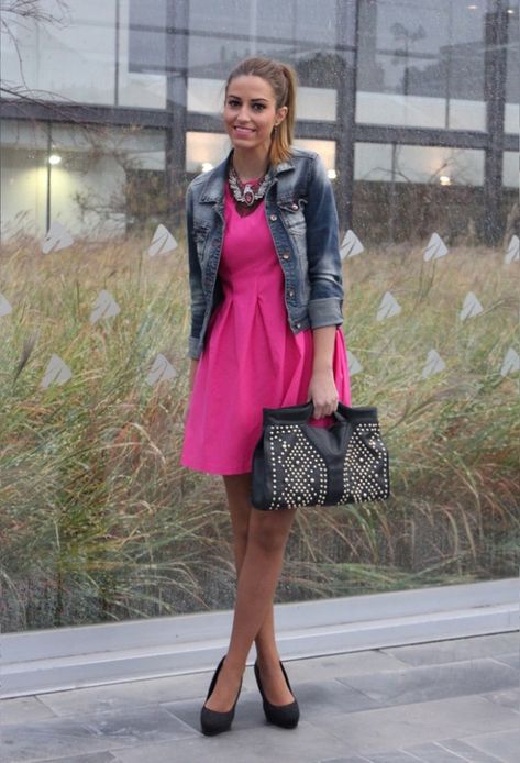 Pink denim skirt