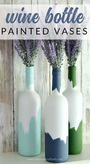 You won't believe how easy it is to make these DIY painted Decorative Wine Bottles. Empty a few bottles of wine, and save the empty bottles for a fun upcyled craft. Make the perfect wine bottle vase for a simple centerpiece. Decorative Wine Bottles, Wine Bottle Vase, Simple Centerpiece, Wine Bottle Vases, Wine Bottle Centerpieces, Empty Wine Bottles, Bottle Decor, Glass Bottles Art, Simple Centerpieces