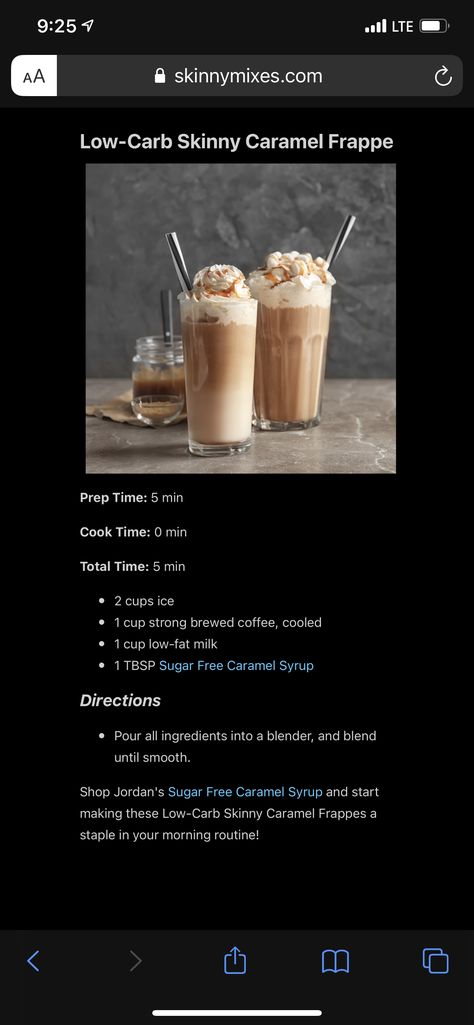 Sugar Free Frappuccino Recipe, Trim Healthy Mama Drinks, Frappe Recipe, Frappuccino Recipe, Sugar Free Baking, Healthy Coffee, Free Coffee, Healthy Drinks Recipes, Trim Healthy