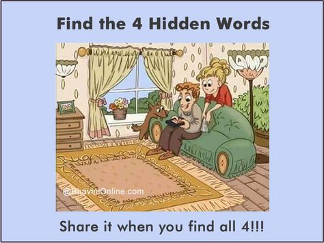 Picture Riddle: Find the 4 Words Hidden in the Picture - BhaviniOnline.com Hidden Words In Pictures, Picture Puzzles Brain Teasers, Hidden Picture Puzzles, Brain Teasers Riddles, Brain Puzzles, Hidden Words, Fun Brain, Brain Teaser Puzzles, Hidden Pictures