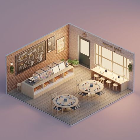 Cafe Room Ideas, Sims 4 Cafe Ideas Layout, 3d Restaurant Interior Design, Cute Cafe Layout, Sims Coffee Shop, Sims Restaurant Ideas, Small Cafe Plan, Cafe Blueprint, Small Cafe Floor Plan Layout