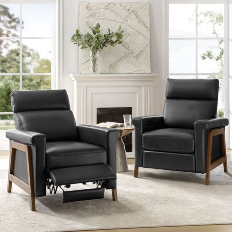 Description: Introducing the power genuine leather recliner set, a harmonious blend of sophistication and comfort. Crafted with a solid wood frame, this recliner set boasts sleek, modern lines that elevate any living space. Black Leather Recliner, Modern Recliner Chairs, Modern Recliner, Recliner Chairs, Leather Recliner, Power Recliner, Power Recliners, Living Room Seating, Online Furniture Stores