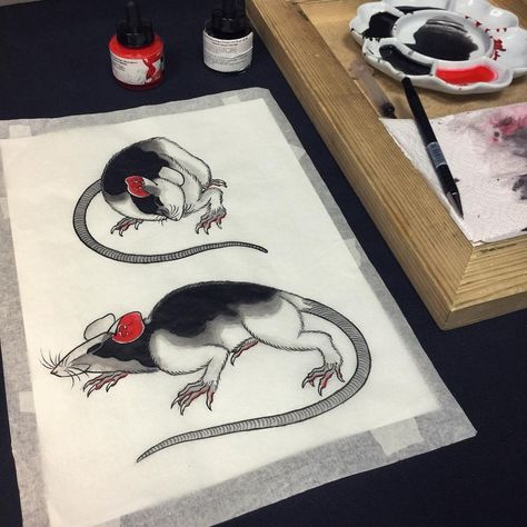 Tattoo by Sergey Buslay #SergeyBuslay #tattoodoambassador #Japanese #irezumi #rat #animal #illustration #painting | Oct 8th 2019 | 1199272 Rat Animal, Japanese Irezumi, Rat Tattoo, Tattoo Flash Sheet, Book Tattoo, Illustration Painting, Japanese Tattoo, Tattoo Photo, Animal Illustration