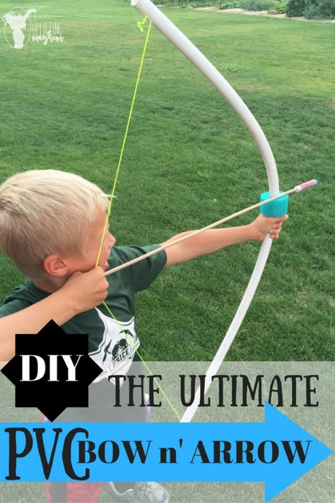 DIY (1) Homemade Bow And Arrow, Pvc Bow, Arrows Diy, Kids Bow And Arrow, Homemade Bows, Pvc Projects, Make A Bow, Bow And Arrow, Crafty Moms