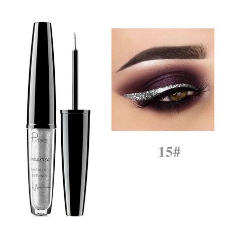 Metallic Shiny Eyeliner Smoky Eyes Eyeshadow Waterproof Glitter Liquid Eyeliner Long-lasting Glittery Eyeliner, Grad Makeup, Glitter Eyeliner Makeup, Eye Highlighter, Glitter Liquid, Kohl Eyeliner, Shiny Eyes, Long Lasting Eyeliner, Perfect Eyeliner