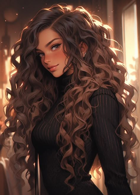 When someone shows a strong interest in you, it shows you how much you matter to them. . #Vampire_Female_Character_Design #Curly_Hair_Oc #Zicxa_Photos #Curly_Hair_Cartoon Curly Cartoon Character, Anime Curly Hair Female, Curly Hair Oc, Portrait Art Creative, Curly Anime, Curly Hair Anime, Vampire Female, Long Curly Black Hair, Art Inspiration Digital