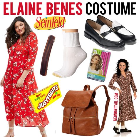 DIY Costume Idea: Elaine Benes from Seinfeld | Neon Rattail Elaine Costume Seinfeld, Elaine From Seinfeld Costume, Seinfeld Costume Halloween, Elaine Halloween Costume, Elaine Seinfeld Costume, Elaine Benes Halloween Costume, Seinfeld Themed Party, Seinfeld Halloween Costumes, Elaine Benes Costume