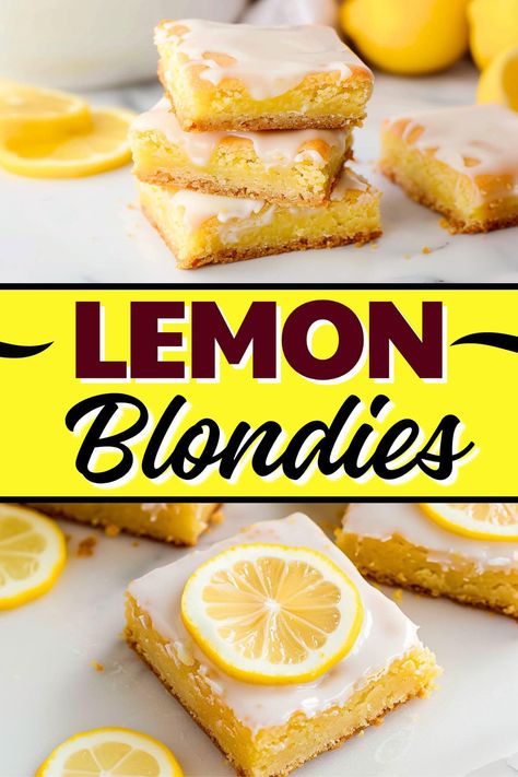 Between the fresh lemon juice and zippy citrus glaze, these fudgy lemon blondies are the only dessert you'll need this summer! Summer Desserts Lemon, Blonde Recipe, Lemon Blondies, Summertime Desserts, Lemon Sweets, Citrus Glaze, Blonde Brownies, Lemon Brownies, Cream Cheese Bars