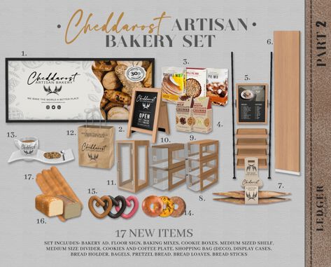 Video Game Assets, Advertisement Board, Bread Holder, Artisan Bakery, Sims 4 Kitchen, Bakery Sign, Sims 4 Cas Mods, Bread Shop, Cafe Sign