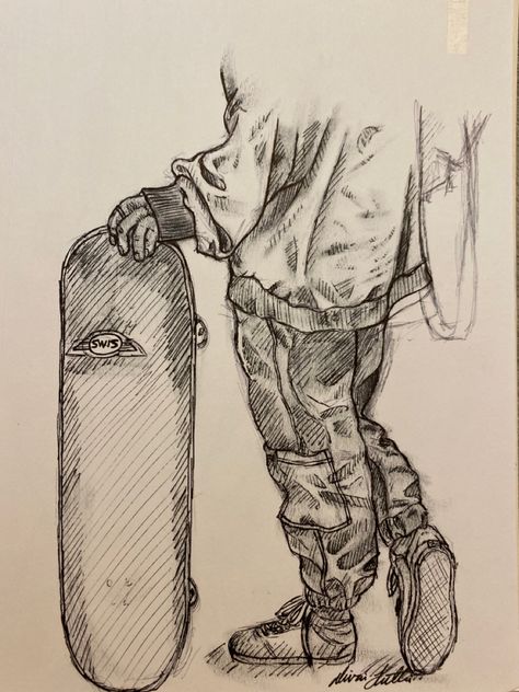 Sketch Ideas Grunge, Holding Ciggerate Reference Drawing, Skater Art Drawing, Skateboarding Sketch, Drip Sketch, Scatch Drawing, Art Inspiration Drawing Aesthetic, Skateboarding Drawing, Skate Sketch