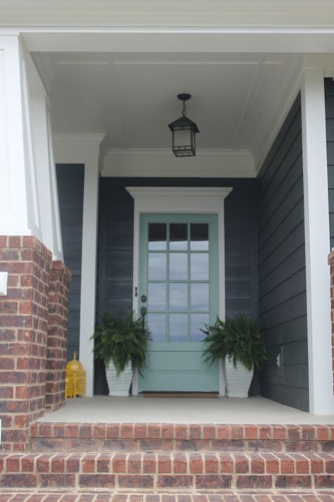 House Doors Colors, Dark Grey Houses, Grey Exterior House Colors, Gray House Exterior, The Glass House, Front Door Paint Colors, Gray House, Door Colors, Grey House