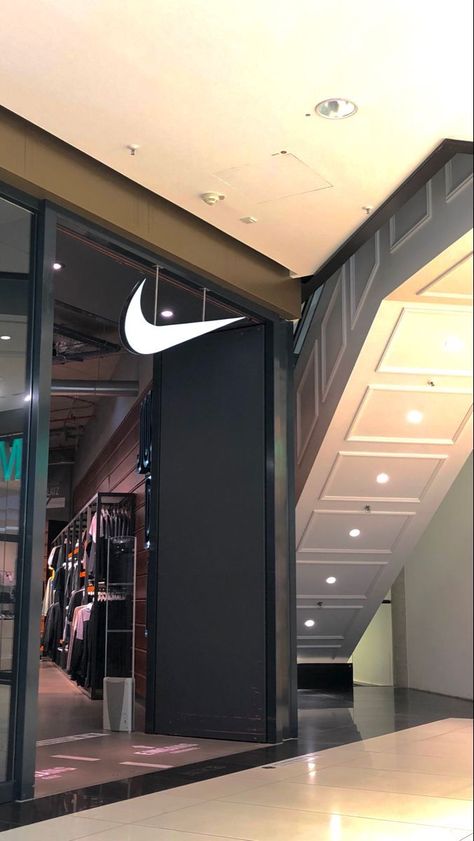 Nike Collection Aesthetic, Nike Shop Aesthetic, Nike Store Aesthetic, Clothing Store Background, Nike Company, Mall Aesthetic, Nike Lifestyle, Nike Background, Nike Shopping