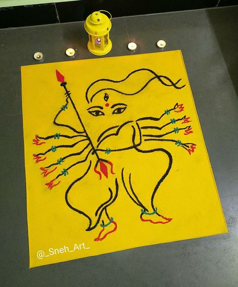 Devi Rangoli, Durga Face, Navratri Rangoli, Navratri 2024, Easy Rangoli Designs Videos, Very Easy Rangoli Designs, Rangoli Designs Simple Diwali, Happy Diwali Images, Colorful Rangoli