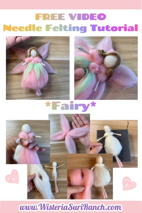 Free video tutorial on how to make your beautiful felted fairy ornament. Enjoy! Fairy Tutorial, Felt Doll Tutorial, Felt Crafts Dolls, Needle Felted Fairy, Wet Felting Tutorial, Felted Fairy, Doll Making Patterns, Needle Felting Tutorial, Needle Felting Diy