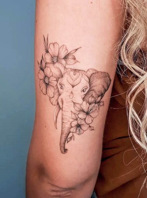 Elephant Thigh Tattoo, Tato Mandala, Mandala Elephant Tattoo, Elephant Tattoo Meaning, Cute Elephant Tattoo, Dragon Claws, Inner Arm Tattoos, Elephant Tattoo Design, Upper Arm Tattoos