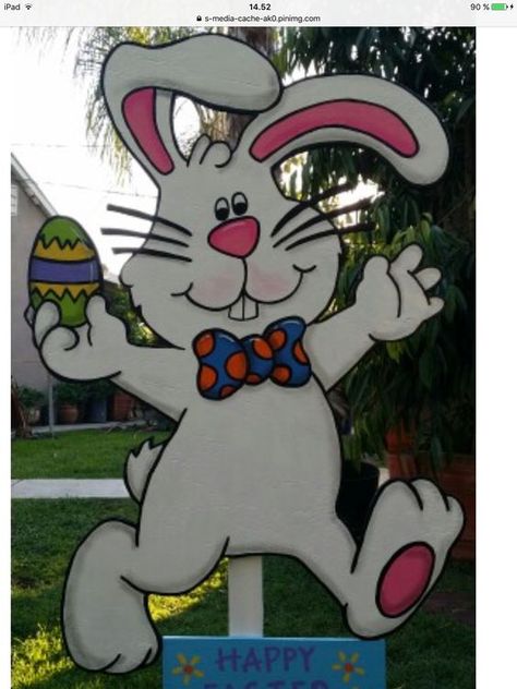 easter bunny sign Easter Yard Signs, Outside Easter Decorations Yards, Easter Yard Decorations Diy, Easter Outside Decorations, Wooden Easter Crafts, Easter Yard Art, Easter Yard Decorations, Easter Outdoor, Easter Wood Crafts