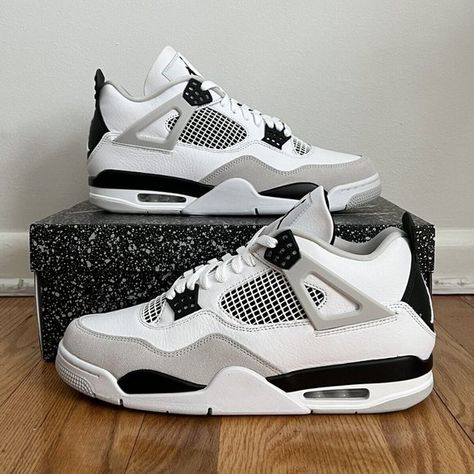 AJ4 Military Black Mens Size 11 BRAND NEW DEADSTOCK DH6927-111 black/white Military Black Jordan 4, Cute Jordans, Pretty Sneakers, Nike Fashion Shoes, Black Jordans, Preppy Shoes, Jordan 4s, Jordan Shoes Retro, Shoes Outfit Fashion