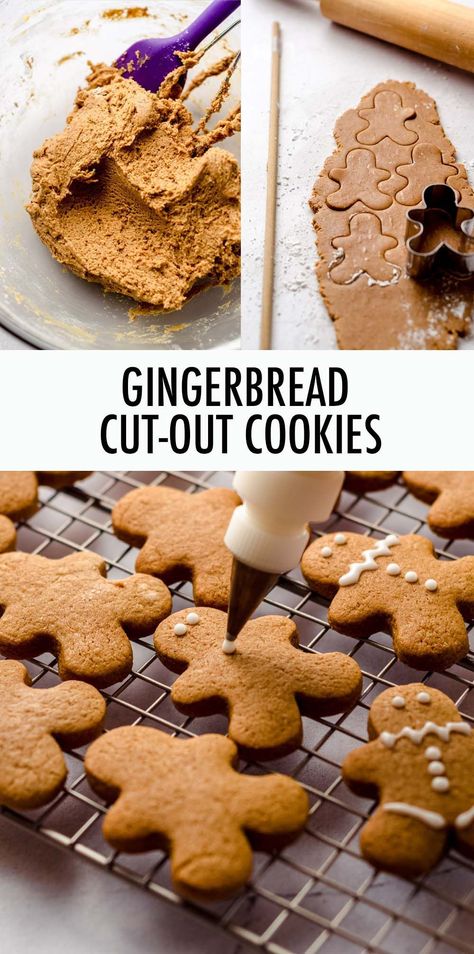 Hard Gingerbread Cookies, Cut Out Gingerbread Cookies, Cutout Cookies Recipe, Gingerbread Cutout Cookies, Cut Out Cookies Recipe, Royal Icing Easy, Easy Royal Icing, Spicy Gingerbread, Easy Royal Icing Recipe