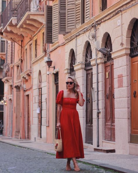 EVERY OUTFIT I WORE IN ITALY – Fashion, Travel & Lifestyle. Northern Italy Outfits, Italy Ootd, Italy Packing, Cherry Print Dress, Italy Outfits, What To Wear To A Wedding, Linen Shirt Dress, Italy Fashion, Oatmeal Color