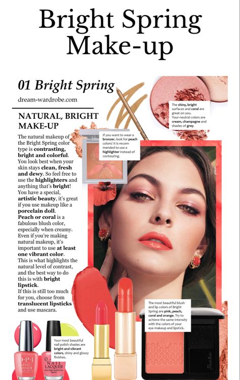 Bright Spring Makeup Palette, Bright Spring Makeup Looks, Clear Spring Makeup, Bright Spring Lipstick, Bright Spring Makeup, Bright Spring Color Palette, Seasonal Analysis, Clear Spring Palette, Warm Spring Color Palette