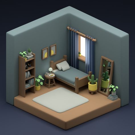 3d model of a tiny cute bedroom with plenty of space for a tiny tenant with a big heart for cute furnishing. #blender #3d #3dart Blender Bedroom, 3d Room, Science Bedroom, Bedroom With Bathroom, Decoration Inspiration, Aesthetic Pastel Wallpaper, Interior Design Art, Space Architecture, Bedroom Aesthetic