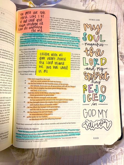 Luke 1 Bible Notes, Luke Bible Journaling, Bible Journaling Notebook, Luke Chapter 2, Luke Bible, Scripture Marking, Notebook Notes, Aesthetic Bible, Journaling Notebook