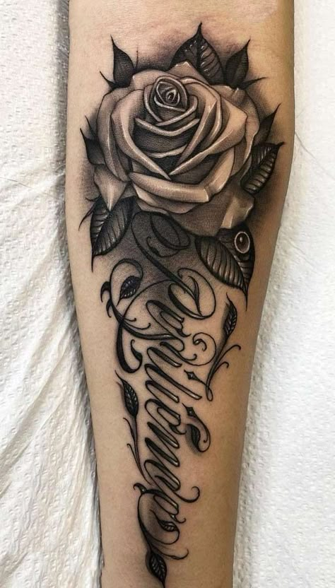 Tattoo Ideas Roses, Forearm Name Tattoos, Black Rose Tattoo, Rose Tattoo Ideas, Realistic Rose Tattoo, Rose Drawing Tattoo, Timeless Tattoo, Rose Tattoos For Men, Rose Tattoos For Women