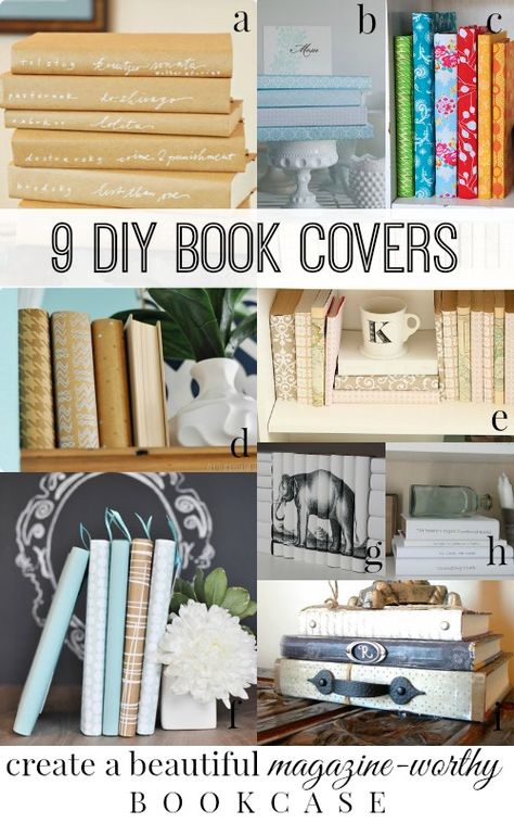 DIY Book Covers via Remodelaholic.com Covered Books For Decor, Paper Covered Books, Cover Books For Decor, Making Book Covers Diy, Book Cover Design Ideas Diy, Diy Decorative Books, How To Cover Books, How To Cover Books For Decor, Relaxing Reading Room