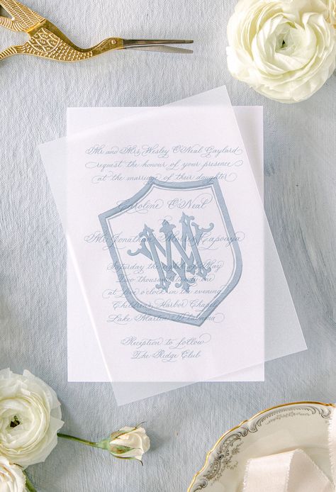 Classic Couple's Crest Vellum Overlay Interlocking Monogram Couple's Monogram Invitation Add-on - Etsy Crest Invitation, Two Letter Monogram, Interlocking Monogram, Vellum Overlay, Monogram Invitation, Simple Wedding Invitation, Couples Monogram, Wedding Crest, Invitation Text