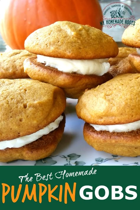 Pumpkin Gobs, Gobs Recipe, Fall Eating, Butterscotch Pumpkin, Whoopi Pies, Pumpkin Whoopie Pie Recipe, Cheeseburger Egg Rolls, Cookies Pumpkin, Pumpkin Whoopie Pies