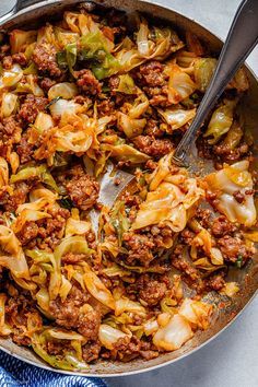 Cabbage Recipes With Sausage, Skillet Cabbage, Fried Cabbage With Sausage, Ground Sausage Recipes, Fried Cabbage Recipes, Southern Fried Cabbage, Sausage Skillet, Cabbage And Sausage, Chicken Parmesan Pasta