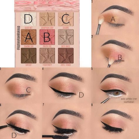 #Palette #makeup #pictorial #tutorial #eyeshadow Jeffery Star Makeup, Star Eyeshadow, Jeffree Star Eyeshadow, Jeffery Star, Pale Skin Makeup, Natural Eye Makeup Tutorial, Glitter Makeup Looks, Makeup Pictorial, Tutorial Eyeshadow