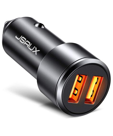 JSAUX Car Charger, 3A Dual USB Ports 36W Fast Car Charger Adapter Aluminum Metal Compatible with Samsung Galaxy S9 S8 Plus Note 10 9 8 S7, iPhone X 8 7 6S 6, iPad, LG V30 G5 G6 V20, Moto (Black) *** For more information, visit image link. (This is an affiliate link) Iphone Car Holder, Car Charger Usb, Iphone Holder, Fast Car, Cell Phone Charger, Iphone Charger, Samsung Galaxy S7 Edge, S8 Plus, Car Usb