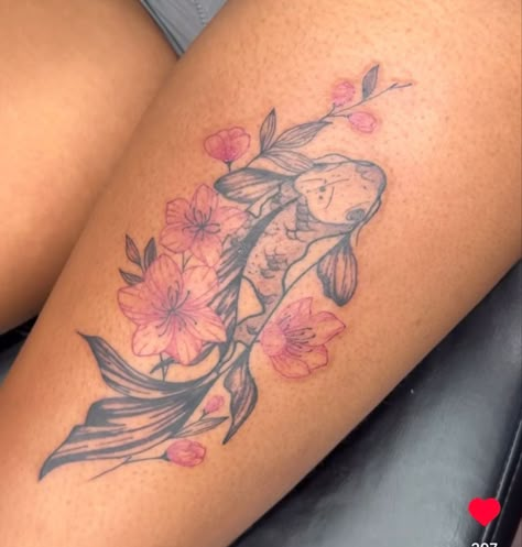 IG: inkmeupkevo |   couple tattoos lesbian matching Pisces Fish And Flower Tattoo, Coi Fish Cherry Blossom Tattoo, Tattoo Ideas Female Koi Fish, Coi Fish Back Tattoos, Koi Fish Tattoo Thigh Lotus Flowers, Simple Koi Tattoo, Koi Fish And Water Lily Tattoo, Coral Fish Tattoo, Koi Fish Tattoo On Thigh