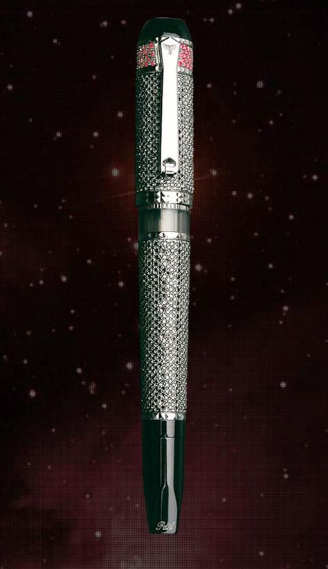 Fulgor Nocturnus Pen from Tibaldi. $8 Million   Features 25.07 carats of black diamonds, 1.70 carats of rubies, and 47.6 grams of gold. Exquisite Luxury Ruby Jewelry, Luxury Exquisite Ruby Jewelry, Luxury Black Ruby Jewelry, Luxury Lab-created Ruby Jewelry With Diamond Accents, Most Expensive Pen, Diamond Pen, Black Diamonds, Everyday Objects, Black Diamond