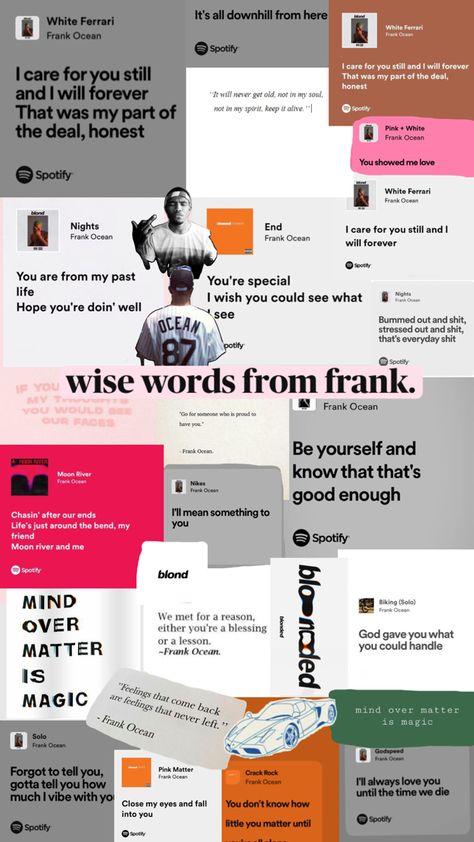 Frank Ocean Quotes, Frank Ocean Lyrics, Frank Ocean Songs, Frank Ocean Wallpaper, Music Poster Design, Song Suggestions, Ocean Quotes, Music Recommendations, Music Mood