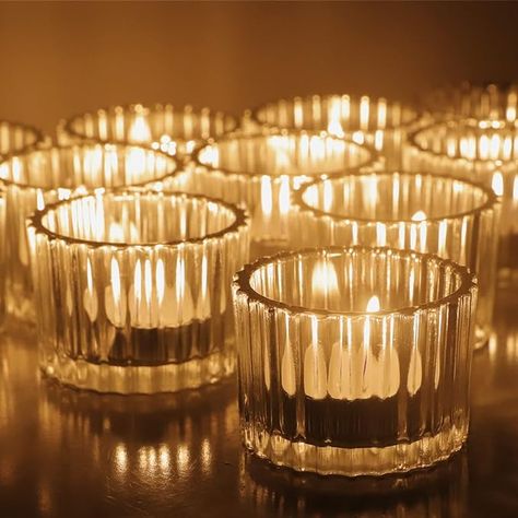 Vohocandle Clear Tea Light Candle Holders Set of 12, Glass Tealight Holders for Table Centerpiece 5 cm x 3.5 cm, Votive Candle Holder for Wedding, Birthday Party, Home Décor : Amazon.co.uk: Home & Kitchen Backyard Bbq Birthday Party, Wedding Lights Decor, Mountain Fall Wedding, Small Votive Candle Holders, Bridal Shower Lunch, Dreamy Wedding Reception, Candle Product Photography, Romantic Tablescape, Affordable Wedding Decorations